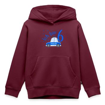 Polizeiauto Ich bin 6 Geburtstag Blau - Kinder Premium Organic Hoodie - Burgunderrot - Vorne - AI Model Kid Female (0cm)