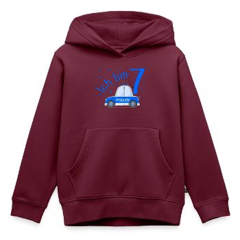 Polizeiauto Ich bin 7 Geburtstag Blau - Kinder Premium Organic Hoodie - Burgunderrot - Vorne - AI Model Kid Female (0cm)