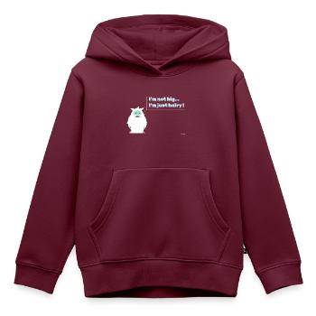 Yeti | Charakter &; Text | Vater | "Haarig" - Kinder Premium Organic Hoodie - Burgunderrot - Vorne - AI Model Kid Female (0cm)