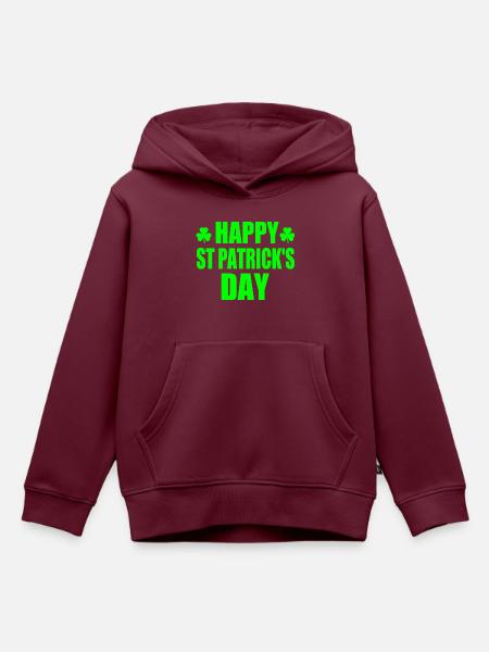 happy st patrick's day - Kinder Premium Organic Hoodie - Burgunderrot