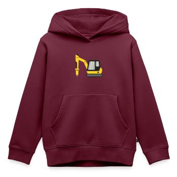Baufahrzeugbagger mit Unterbrecherteil - Kinder Premium Organic Hoodie - Burgunderrot - Vorne - AI Model Kid Female (0cm)