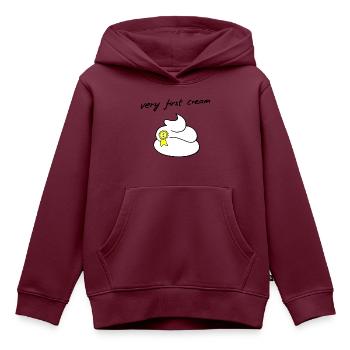 Erste Sahne - Kinder Premium Organic Hoodie - Burgunderrot - Vorne - AI Model Kid Female (0cm)