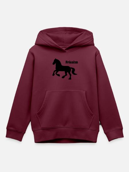 Friesian Horse / Friese - Kinder Premium Organic Hoodie - Burgunderrot