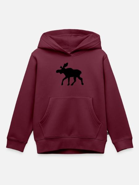 Elch - Kinder Premium Organic Hoodie - Burgunderrot