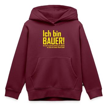 ich bin bauer - Kinder Premium Organic Hoodie - Burgunderrot - Vorne - AI Model Kid Female (0cm)