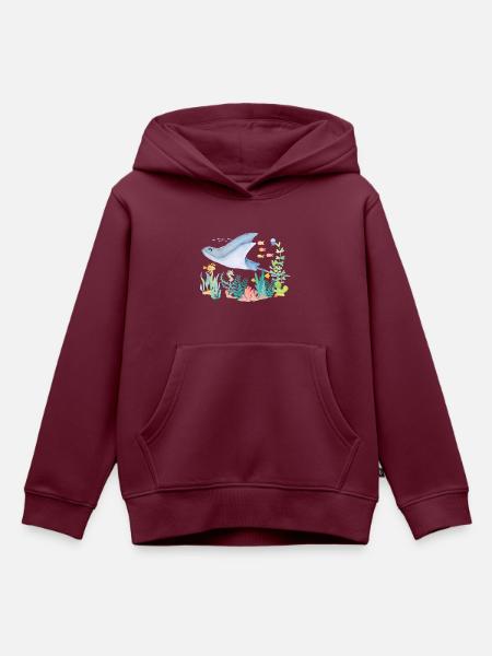 Rochen Meer - Kinder Premium Organic Hoodie - Burgunderrot