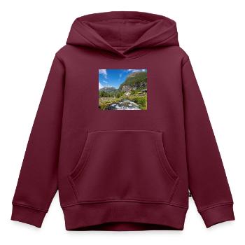 Geiranger panorama Storseterfossen Norwegen - Kinder Premium Organic Hoodie - Burgunderrot - Vorne - AI Model Kid Female (0cm)
