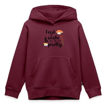 Feed me Sushi & tell me I´m pretty - Kinder Premium Organic Hoodie - Burgunderrot - Vorne - AI Model Kid Female (0cm)