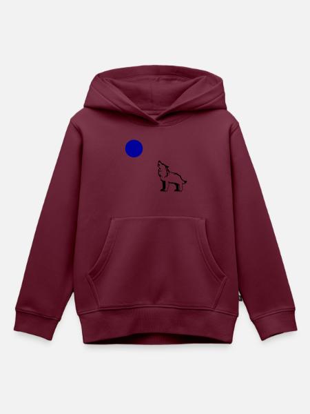wolf vollmond - Kinder Premium Organic Hoodie - Burgunderrot