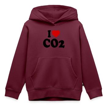 I love co2 - Kinder Premium Organic Hoodie - Burgunderrot - Vorne - AI Model Kid Female (0cm)