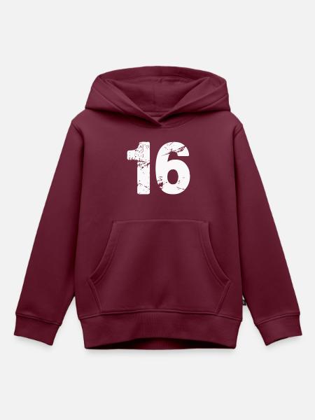 16 - Kinder Premium Organic Hoodie - Burgunderrot