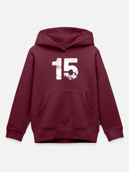 15 - Kinder Premium Organic Hoodie - Burgunderrot