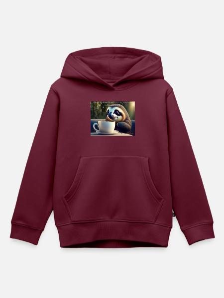 Caffeinated Sloth - Kinder Premium Organic Hoodie - Burgunderrot