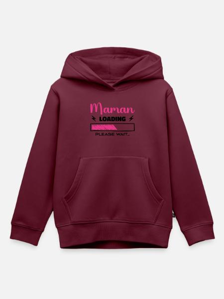 Mama lädt Bitte warten... - Kinder Premium Organic Hoodie - Burgunderrot