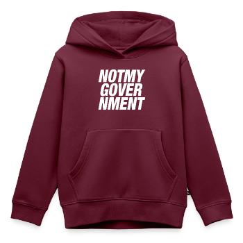 NOT MY GOVERNMENT - Kinder Premium Organic Hoodie - Burgunderrot - Vorne - AI Model Kid Female (0cm)