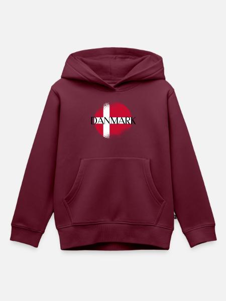 Danmark - Kinder Premium Organic Hoodie - Burgunderrot