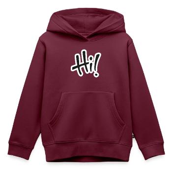 Hallo! Text - Kinder Premium Organic Hoodie - Burgunderrot - Vorne - AI Model Kid Female (0cm)