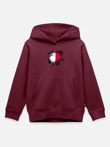 Malta im Herzen - Kinder Premium Organic Hoodie - Burgunderrot