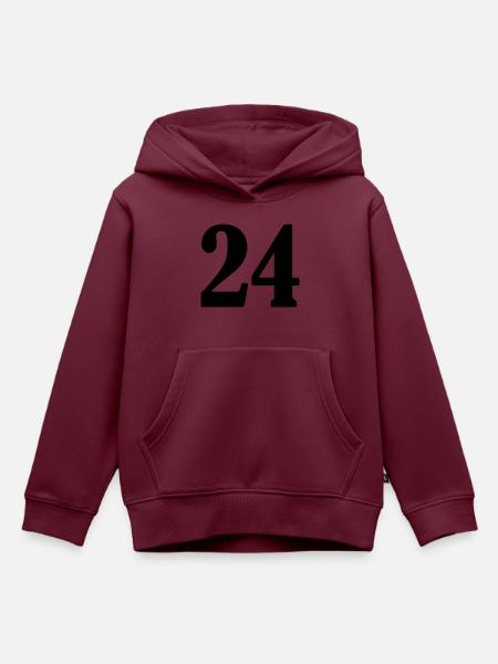 24 - Kinder Premium Organic Hoodie - Burgunderrot