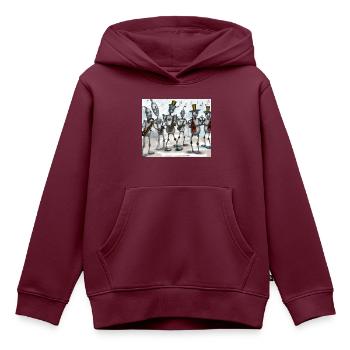 Robot Jazz Band von riccardo maffioli - Kinder Premium Organic Hoodie - Burgunderrot - Vorne - AI Model Kid Female (0cm)