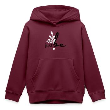 just be. - Kinder Premium Organic Hoodie - Burgunderrot - Vorne - AI Model Kid Female (0cm)