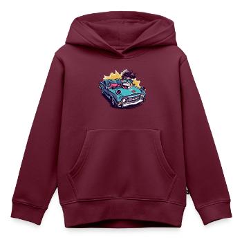 Max im Cabrio - Kinder Premium Organic Hoodie - Burgunderrot - Vorne - AI Model Kid Female (0cm)