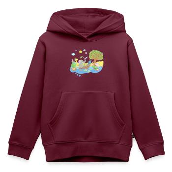 KiKANiNCHEN Und Elefant Auf Dem See - Kinder Premium Organic Hoodie - Burgunderrot - Vorne - AI Model Kid Female (0cm)