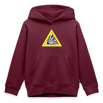Verkehrsschild Explosion - Kinder Premium Organic Hoodie - Burgunderrot - Vorne - AI Model Kid Female (0cm)