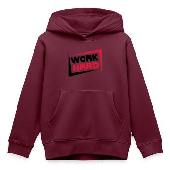 Work Hard - Kinder Premium Organic Hoodie - Burgunderrot - Vorne - AI Model Kid Female (0cm)