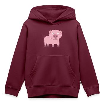 Schweinchen - Kinder Premium Organic Hoodie - Burgunderrot - Vorne - AI Model Kid Female (0cm)