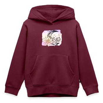 Halbmond mit Blumen und Sternen - Kinder Premium Organic Hoodie - Burgunderrot - Vorne - AI Model Kid Female (0cm)