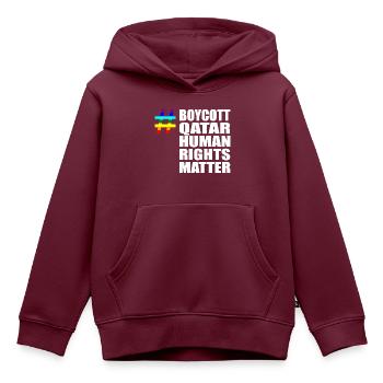 Boycott Qatar Katar Human Rights Matter Spruch - Kinder Premium Organic Hoodie - Burgunderrot - Vorne - AI Model Kid Female (0cm)