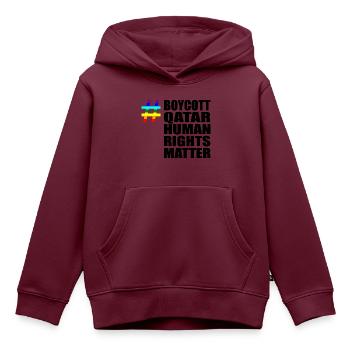 Boycott Qatar Katar Human Rights Matter Spruch - Kinder Premium Organic Hoodie - Burgunderrot - Vorne - AI Model Kid Female (0cm)
