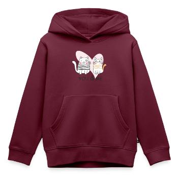 Valentinstag Verliebte Katzen you & me Valentine - Kinder Premium Organic Hoodie - Burgunderrot - Vorne - AI Model Kid Female (0cm)