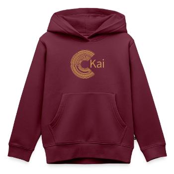 Für Kai - Kinder Premium Organic Hoodie - Burgunderrot - Vorne - AI Model Kid Female (0cm)