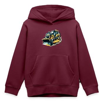Planierraupe auf der Baustelle coole Baufahrzeuge - Kinder Premium Organic Hoodie - Burgunderrot - Vorne - AI Model Kid Female (0cm)