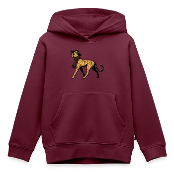 Leoparden-Chic - Kinder Premium Organic Hoodie - Burgunderrot - Vorne - AI Model Kid Female (0cm)