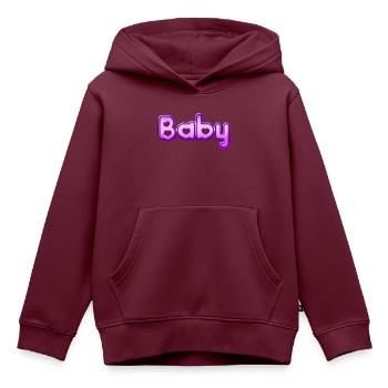 Text Baby - Kinder Premium Organic Hoodie - Burgunderrot - Vorne - AI Model Kid Female (0cm)