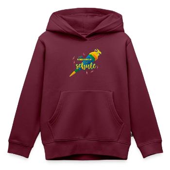 Einschulung "Tschüss Kindergarten, hallo Schule" - Kinder Premium Organic Hoodie - Burgunderrot - Vorne - AI Model Kid Female (0cm)