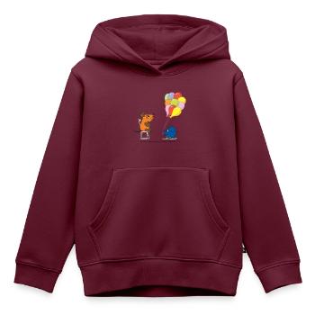 Maus und Elefant mit Ballons - Kinder Premium Organic Hoodie - Burgunderrot - Vorne - AI Model Kid Female (0cm)
