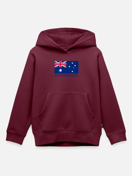 australia Australien - Kinder Premium Organic Hoodie - Burgunderrot