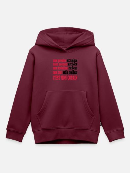 Mon copain est beau - Kinder Premium Organic Hoodie - Burgunderrot