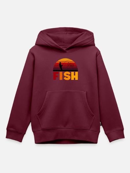 FISH - Kinder Premium Organic Hoodie - Burgunderrot