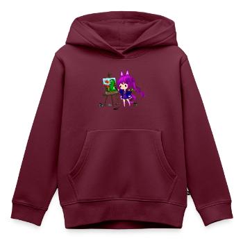 Chibi Künstlerin - Kinder Premium Organic Hoodie - Burgunderrot - Vorne - AI Model Kid Female (0cm)