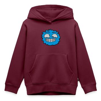 Haariges Monster Gesicht - Kinder Premium Organic Hoodie - Burgunderrot - Vorne - AI Model Kid Female (0cm)