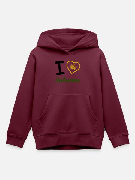 i love autumn - Kinder Premium Organic Hoodie - Burgunderrot