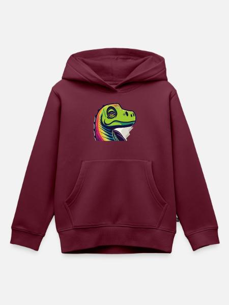Regenbogen Echse - Kinder Premium Organic Hoodie - Burgunderrot