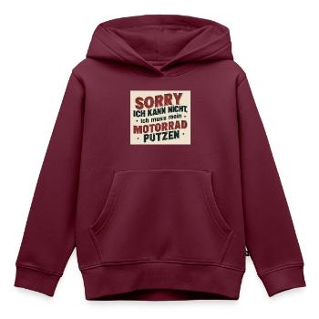 Sorry ich kann nicht, ich muss mein Motorrad putze - Kinder Premium Organic Hoodie - Burgunderrot - Vorne - AI Model Kid Female (0cm)