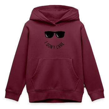 I Don’t Care - Kinder Premium Organic Hoodie - Burgunderrot - Vorne - AI Model Kid Female (0cm)