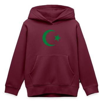 Stern u. Halbmond - Kinder Premium Organic Hoodie - Burgunderrot - Vorne - AI Model Kid Female (0cm)